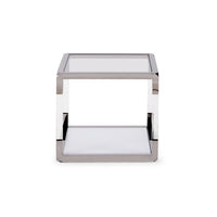 Jasper Bijzettafel Glas & Acryl Zilver 56x56 cm