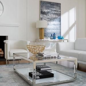 Jasper Salontafel Glas & Acryl Zilver 122x81 cm