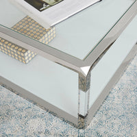 Jasper Salontafel Glas & Acryl Zilver 122x81 cm