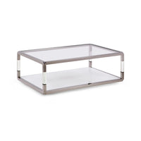 Jasper Salontafel Glas & Acryl Zilver 122x81 cm