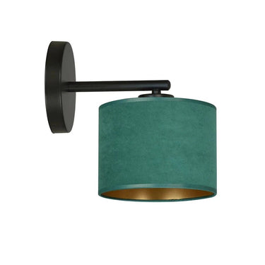 HILDE 1-lichts wandlamp - Groen fluweel - Zwart frame