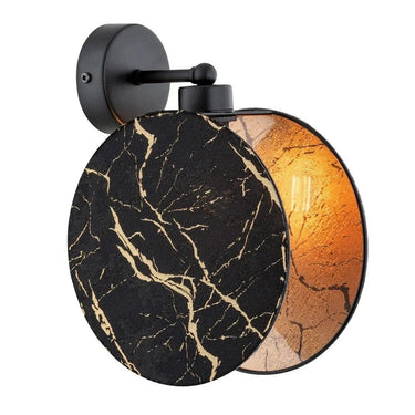 K1 1-lichts wandlamp - Zwart marmer patroon