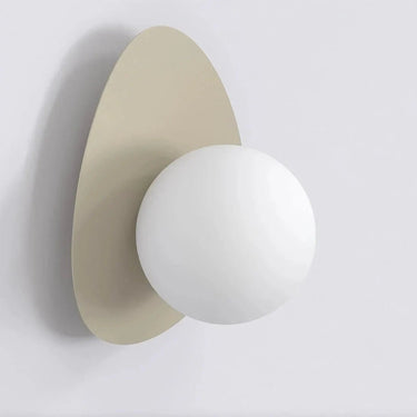 OVO 1-lichts wandlamp - Wit glas - Mokka frame