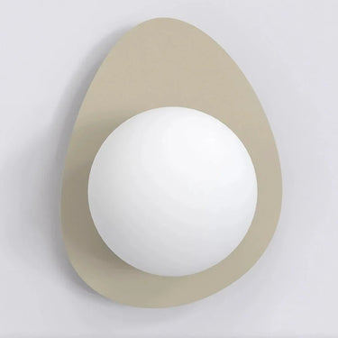 OVO 1-lichts wandlamp - Wit glas - Mokka frame