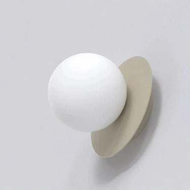 K1 1-lichts wandlamp - Wit glas - Beige frame