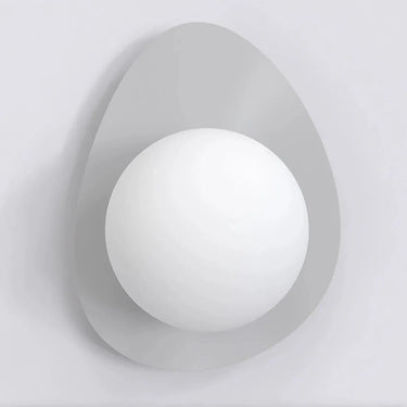 OVO 1-lichts wandlamp - Wit glas - Grijs frame