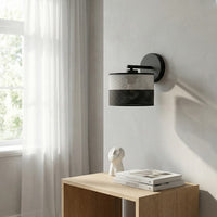 Karbon wandlamp textiel 1-lichts grijs zwart