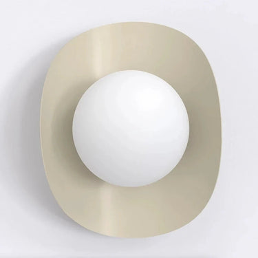 FIERO 1-lichts wandlamp - Wit glas - Beige frame