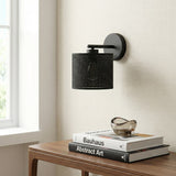 Mooier Thuis - Eco wandlamp textiel 1-lichts zwart - 20 cm breed