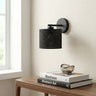 Mooier Thuis - Eco wandlamp textiel 1-lichts zwart - 20 cm breed