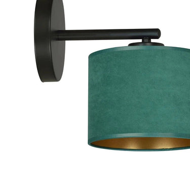 HILDE 1-lichts wandlamp - Groen fluweel - Zwart frame