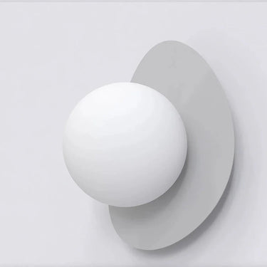 OVO 1-lichts wandlamp - Wit glas - Grijs frame
