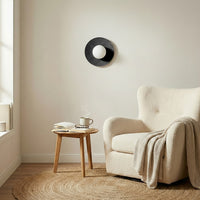 Calma wandlamp wit glas 1-lichts zwart