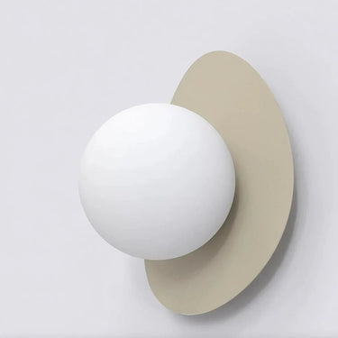 OVO 1-lichts wandlamp - Wit glas - Mokka frame