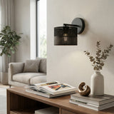 Karbon wandlamp textiel 1-lichts zwart - sfeervol in een Minimalistisch interieur