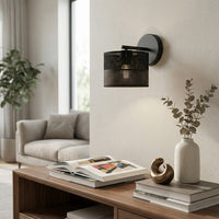 Karbon wandlamp textiel 1-lichts zwart