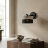 Karbon wandlamp textiel 1-lichts grijs zwart