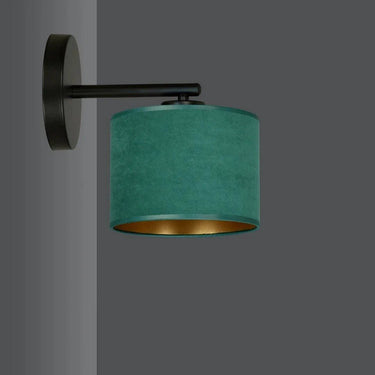 HILDE 1-lichts wandlamp - Groen fluweel - Zwart frame