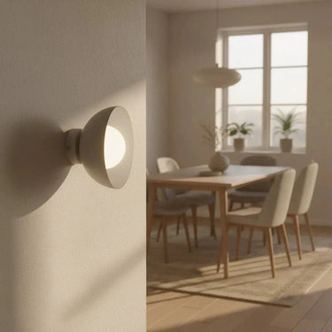 BIBI 1-lichts wandlamp - Wit glas - Beige frame