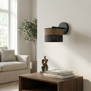Karbon wandlamp textiel 1-lichts bruin zwart