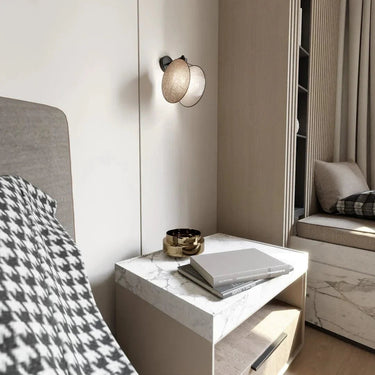 K1 1-lichts wandlamp - Beige textiel - Zwart frame