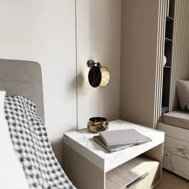 K1 1-lichts wandlamp - Zwart marmer patroon