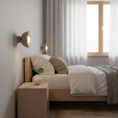 BIBI 1-lichts wandlamp - Wit glas - Beige frame