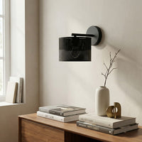 Karbon wandlamp textiel 1-lichts zwart