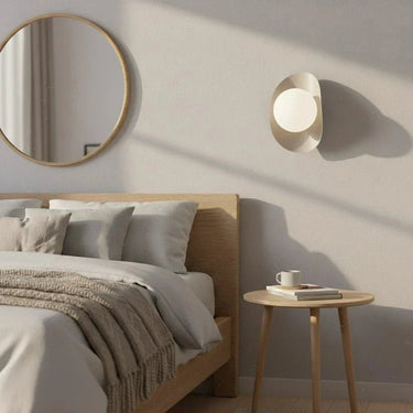 FIERO 1-lichts wandlamp - Wit glas - Beige frame