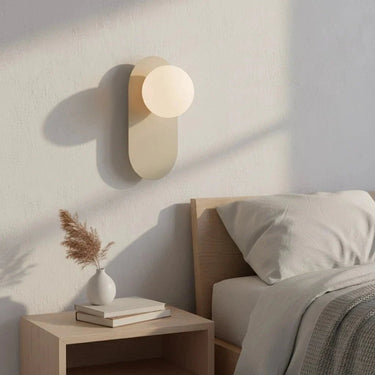 VIVA 1-lichts wandlamp - Wit glas - Beige frame