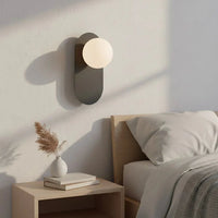 VIVA 1-lichts wandlamp - Wit glas - Zwart frame - afbeelding 2