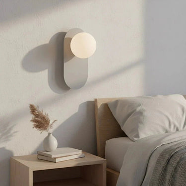 VIVA 1-lichts wandlamp - Wit glas - Grijs frame