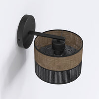 Karbon wandlamp textiel 1-lichts bruin zwart