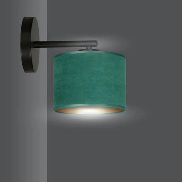 HILDE 1-lichts wandlamp - Groen fluweel - Zwart frame