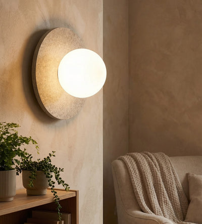 Calma wall lamp white glass 1-light beige