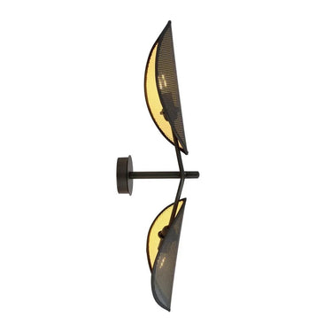 VENE 2-lichts wandlamp - Zwart textiel met goud accent
