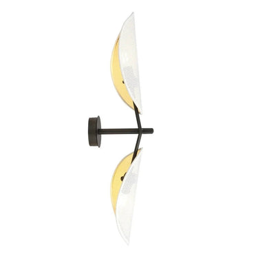 VENE 2-lichts wandlamp - Wit textiel - Zwart frame