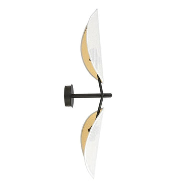 VENE 2-lichts wandlamp - Wit textiel - Zwart frame