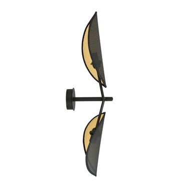 VENE 2-lichts wandlamp - Zwart textiel met goud accent