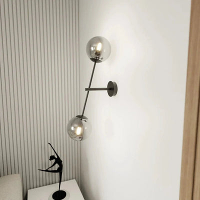LINEAR 2-light wall lamp - Smoked glass