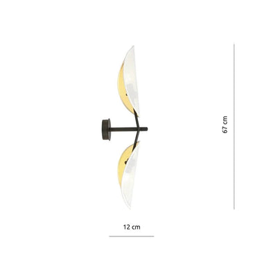 VENE 2-lichts wandlamp - Wit textiel - Zwart frame