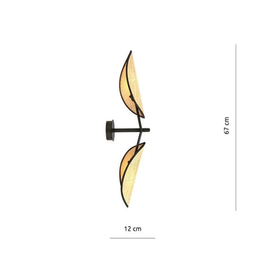 VENE 2-lichts wandlamp - Zwart rotan