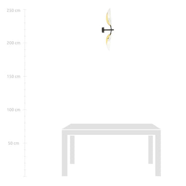 VENE 2-lichts wandlamp - Wit textiel - Zwart frame