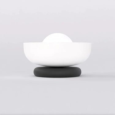 OZZY 1-lichts tafellamp - Wit glas - Zwart voet