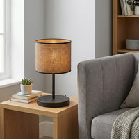 Eco tafellamp textiel 1-lichts bruin