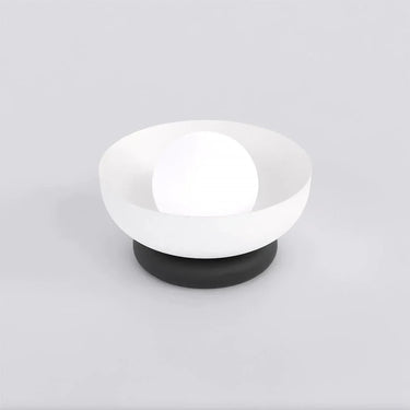 OZZY 1-lichts tafellamp - Wit glas - Zwart voet