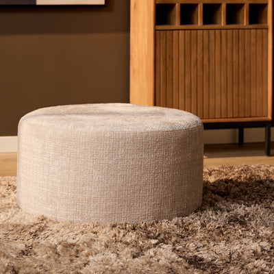 MySofa ronde poef | beige chenille Cremona 02 | 60 cm