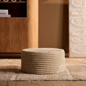 MySofa ronde poef | beige ribstof Tilia 03 | 60 cm