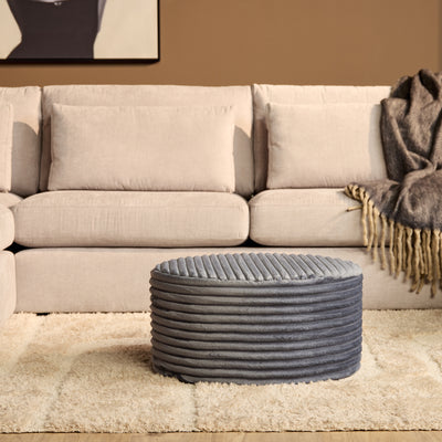 MySofa ronde poef | antraciet ribstof Tilia 85 | 60 cm