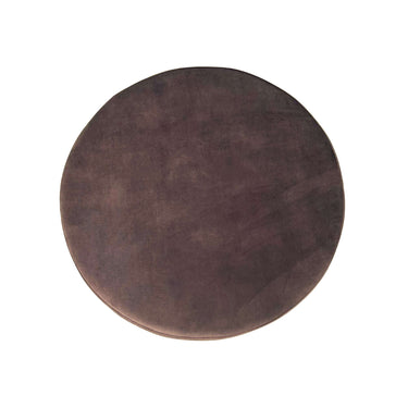 Bovenaanzicht van de ronde MySofa poef in chocoladebruin velvet